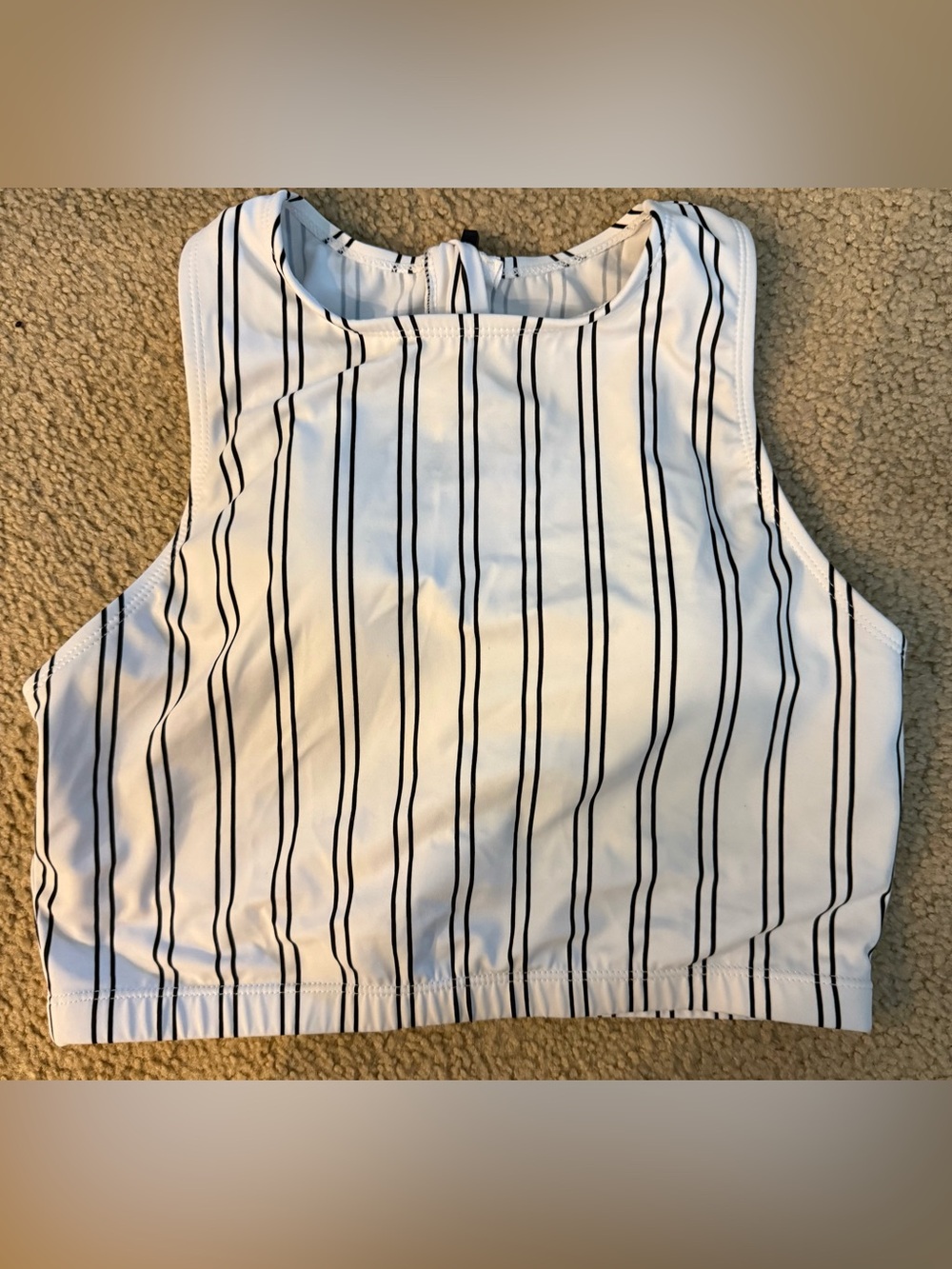 Coral Reef Women's White Tank Swim Top with Black Pinstripes